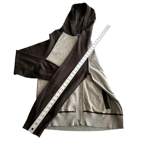 Gap EUC Y2K Wool Cotton Blend Full Zip Baseball Hoodie Gray Plum Cardigan L - Picture 8 of 9